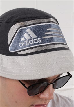 Reworked Vintage Adidas Bucket Hat in Grey with Logo