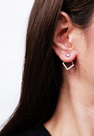 TWO WAY V LINE STERLING SILVER EARRING