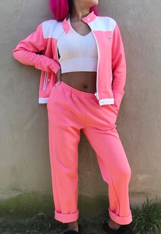 VINTAGE LACOSTE SPORT WOMENS TRACKSUIT PINK & WHITE