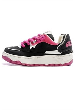 Chunky sole grunge sneakers high platform skater shoes pink