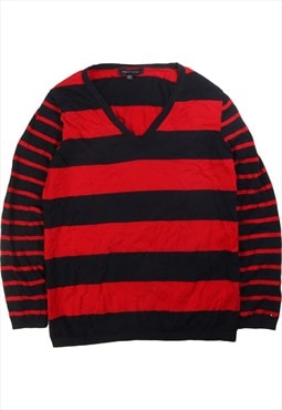 Vintage 90's Tommy Hilfiger Jumper / Sweater Striped V Neck
