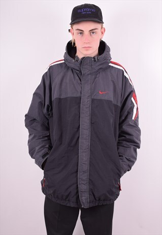 NIKE MENS VINTAGE WINDBREAKER JACKET XL BLACK 90'S