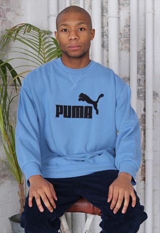 VINTAGE PUMA BIG LOGO SWEATSHIRT BLUE