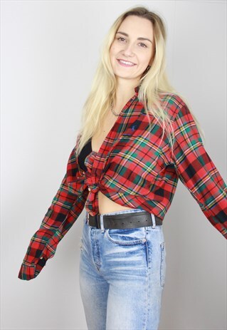 VINTAGE 90S POLO RALPH LAUREN RED CHECKED OVERSIZED SHIRT