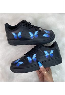 Custom All Over HD Blue Butterfly Nike Air Force 1