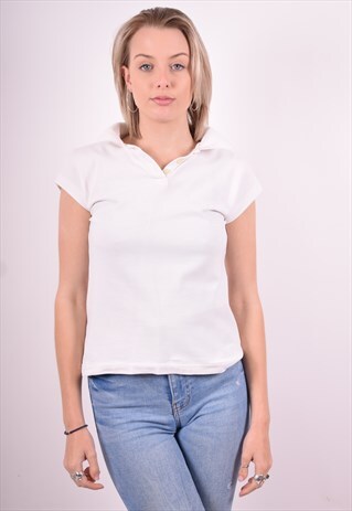 FILA WOMENS VINTAGE POLO SHIRT SMALL WHITE 90'S