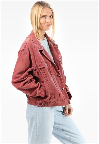 RED DENIM JACKET VINTAGE FADED