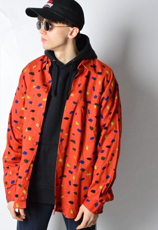 VINTAGE 90S ORANGE ABSTRACT LONG SLEEVE SHIRT