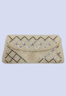Vintage Ivory Faux Pearl Small Wedding Bride Clutch Bag