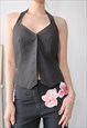 LA REDOUTE BLACK VINTAGE HALTER VEST