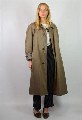 VINTAGE 90S OVERSIZED LONG OLIVE GREY MAC / TRENCH COAT