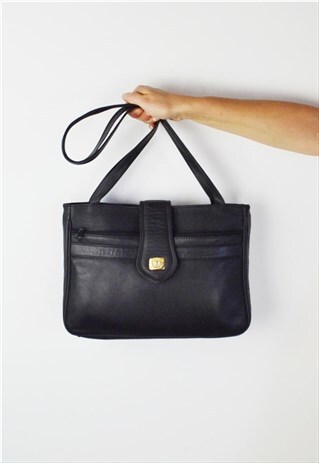 90'S BLUE LEATHER SHOULDER BAG