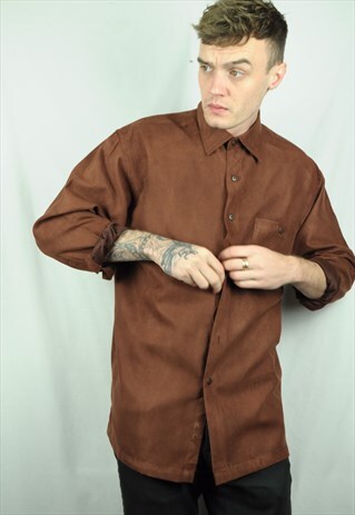 BROWN SUEDE SHIRT