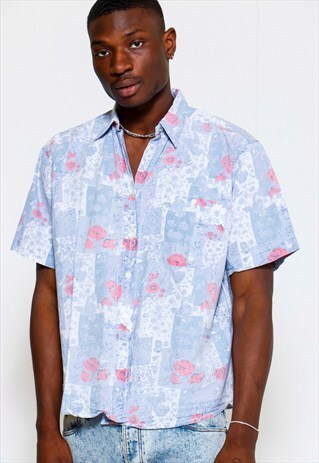 VINTAGE 90S PURPLE FLORAL PRINT SHIRT