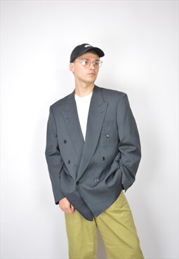 Vintage grey classic 80's wool suit blazer