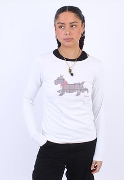 Women's Vintage Barbour Long Sleeve Tartan Dog T-Shirt
