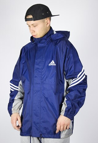 VINTAGE MENS ADIDAS WATERPROOF RAIN HOODED JACKET