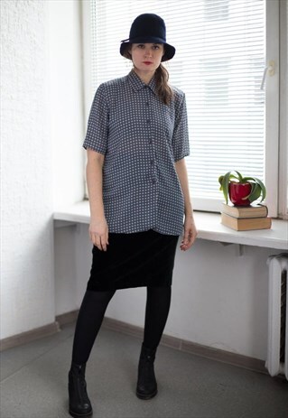 VINTAGE 80'S BLUE PATTERNED SHORT SLEEVED SHIRT