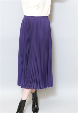VINTAGE 1980'S PURPLE PLEATED MIDI SKIRT