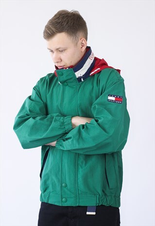 VINTAGE MENS TOMMY PATCH LOGO WINDBREAKER JACKET