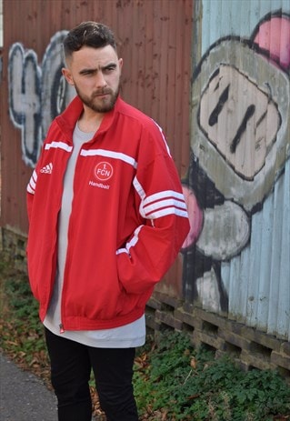 VINTAGE 90'S ADIDAS HANDBALL WINDBREAKER TRACK JACKET