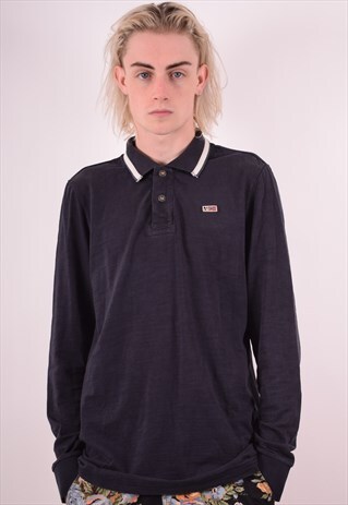NAPAPIJRI MENS VINTAGE POLO SHIRT LONG SLEEVE MEDIUM 90S