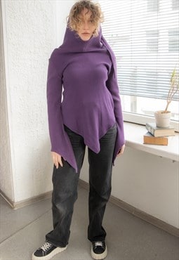 Vintage Purple Textured Hooded Festival Top