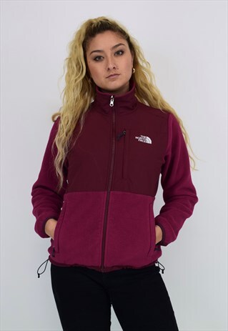 VINTAGE 90'S THE NORTH FACE DARK PINK ZIP UP FLEECE JACKET