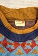 VINTAGE KNITTED JUMPER ABSTRACT MUSHROOM PATTERNED SWEATER