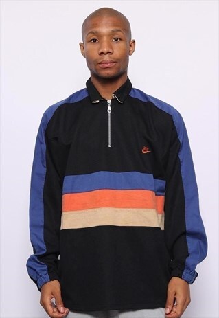 VINTAGE NIKE LOGO 1/4 ZIP TRACK JACKET BLACK