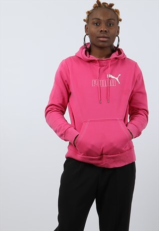 VINTAGE PUMA SMALL PINK PRINTED HOODIE