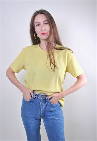 80S YELLOW WOMEN MINIMALIST STRIPED T-SHIRT