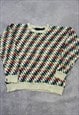 VINTAGE KNITTED JUMPER ABSTRACT PATTERNED KNIT SWEATER