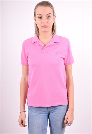 POLO RALPH LAUREN WOMENS VINTAGE POLO SHIRT MEDIUM PINK 90'S