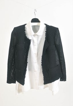 Vintage 90s open front crocheted jacket