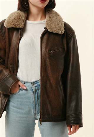 90S VINTAGE OLDSCHOOL LEMON LEATHER JACKET 16345