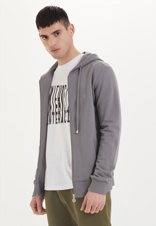 ESSENTIALS ZIP HOODIE IN CHARCOAL GREY