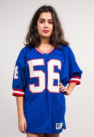 VINTAGE 90'S BLUE AMERICAN FOOTBALL SPORTS JERSEY DRESS TOP