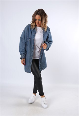 DENIM LINED SHIRT PLAIN OVERSIZED FITTED UK 18 - 20 (A43A)