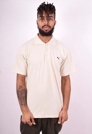 PUMA MENS VINTAGE POLO SHIRT XL BEIGE 90'S