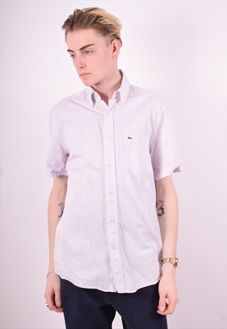 LACOSTE MENS VINTAGE SHIRT MEDIUM OFF WHITE 90'S