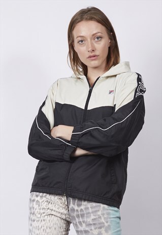 VINTAGE 90'S FILA HOODED MONOCHROME SPORTS JACKET
