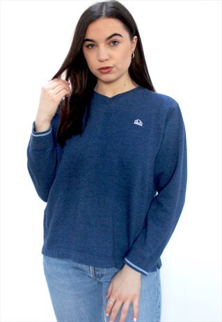 90'S RETRO BLUE V-NECK SWEATSHIRT