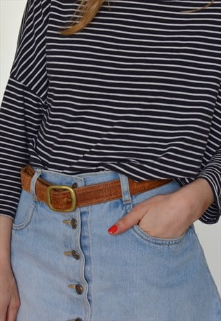 VINTAGE 90S TAN BROWN LEATHER BELT
