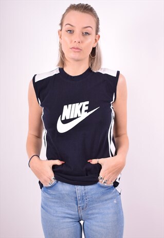 NIKE WOMENS VINTAGE VEST TOP MEDIUM BLACK 90'S