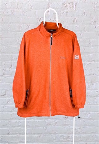 VINTAGE ORANGE FLEECE JACKET OVERSIZED WOMENS 16