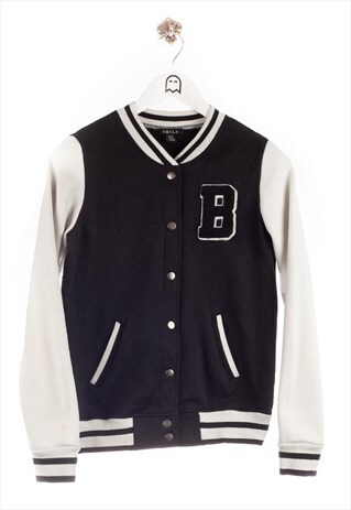 VINTAGE UK2LA COLLEGE JACKET BASIC LOOK BLACK/WHITE