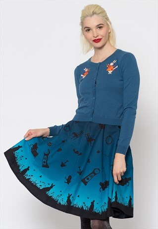 BLUE CHESHIRE CAT EMBROIDERED CARDIGAN