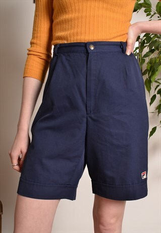 VINTAGE FILA HIGH WAIST SHORTS IN NAVY BLUE