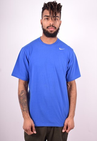 NIKE MENS VINTAGE T-SHIRT TOP MEDIUM BLUE 90'S